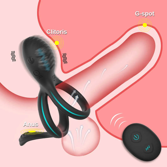 Manicotto di stimolazione del clitoride del vibratore del vibratore del telecomando senza fili per i giocattoli del session dell'anello del pene per gli anelli maschili del pen di castità degli uomini